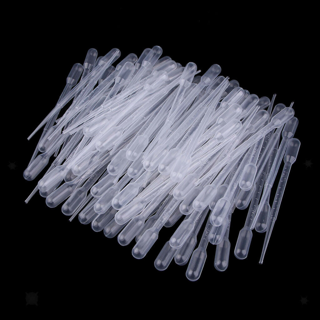 100pcs Disposable Plastic Transfer Pipettes Graduated Dropper scale 2ml