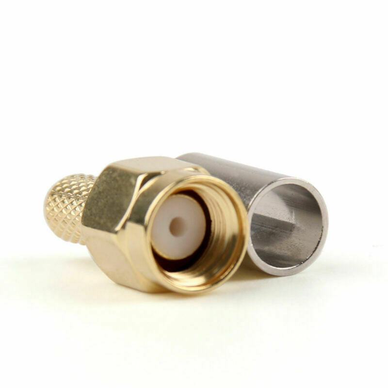 10x Connector RP.SMA Male Jack Crimp RG58 RG142 LMR195 RG400 Cable Straight AT2