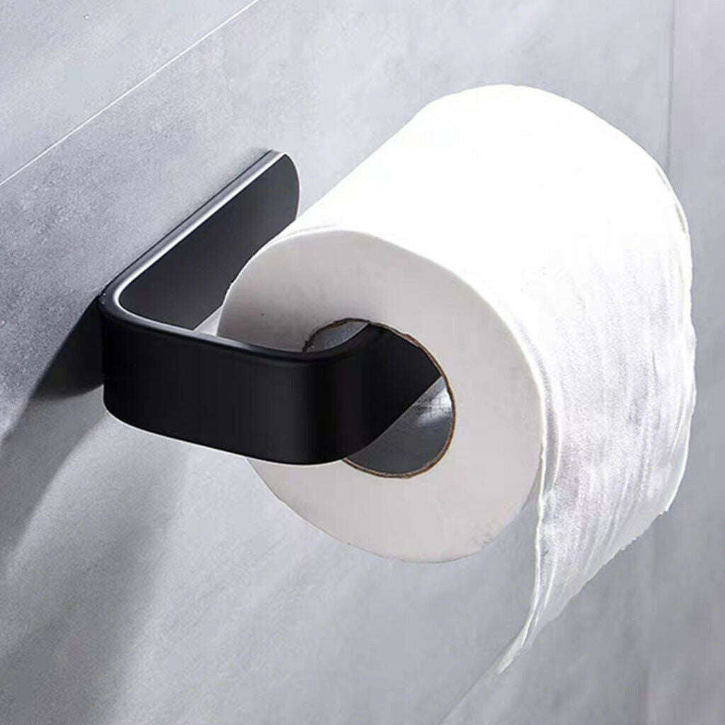 Black Bathroom Toilet Paper Holder Towel Tissue Wall Mounted Roll Stand Hook