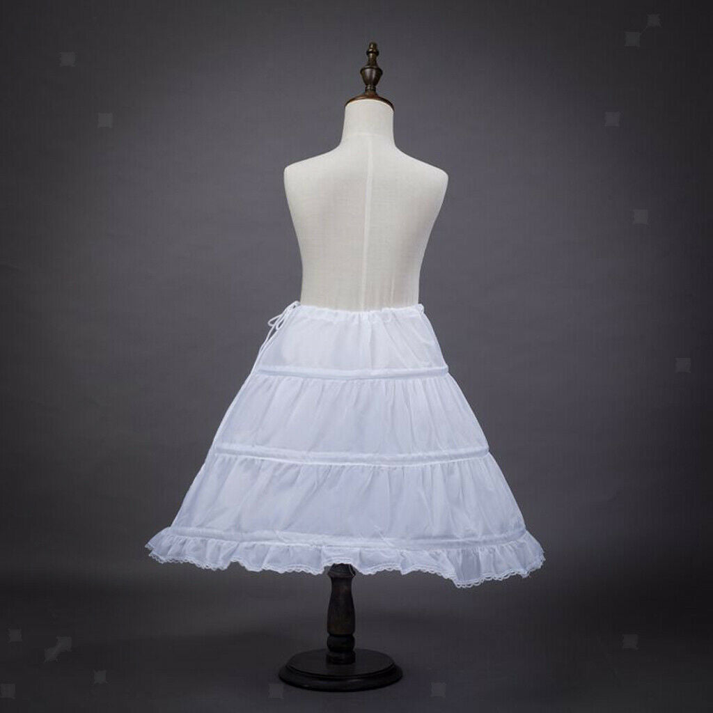 Flower Girl Children 3 Hoop Underskirt Kid Wedding Crinoline Petticoat 2-14Y