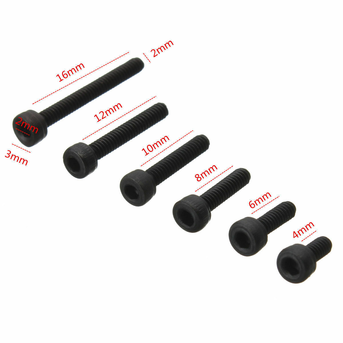 180pcs M2 Carbon Steel Hex Socket Head Cap Screw Kit Box Accessories M2Ã—16mm