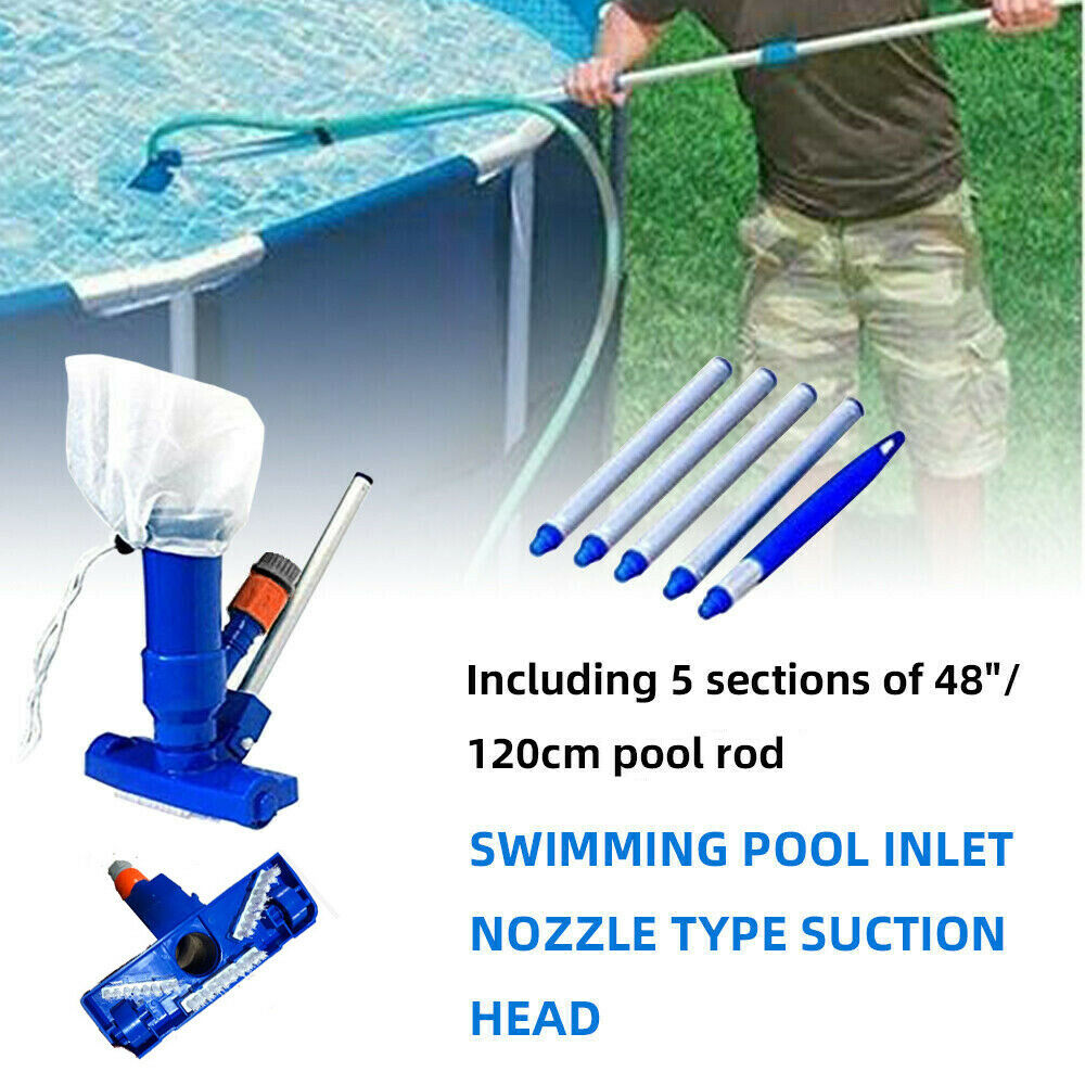 Profession Tubs Swimming Pool Jet Vacuum w/ 5 Pole Section Hoover Cleaner Set