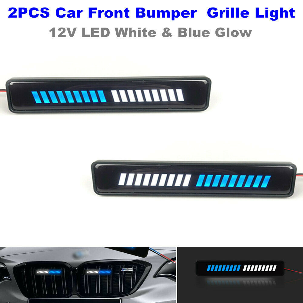 12V LED Car Front Bumper White & Blue Glow Grille Lamp Decoration Day Lighting