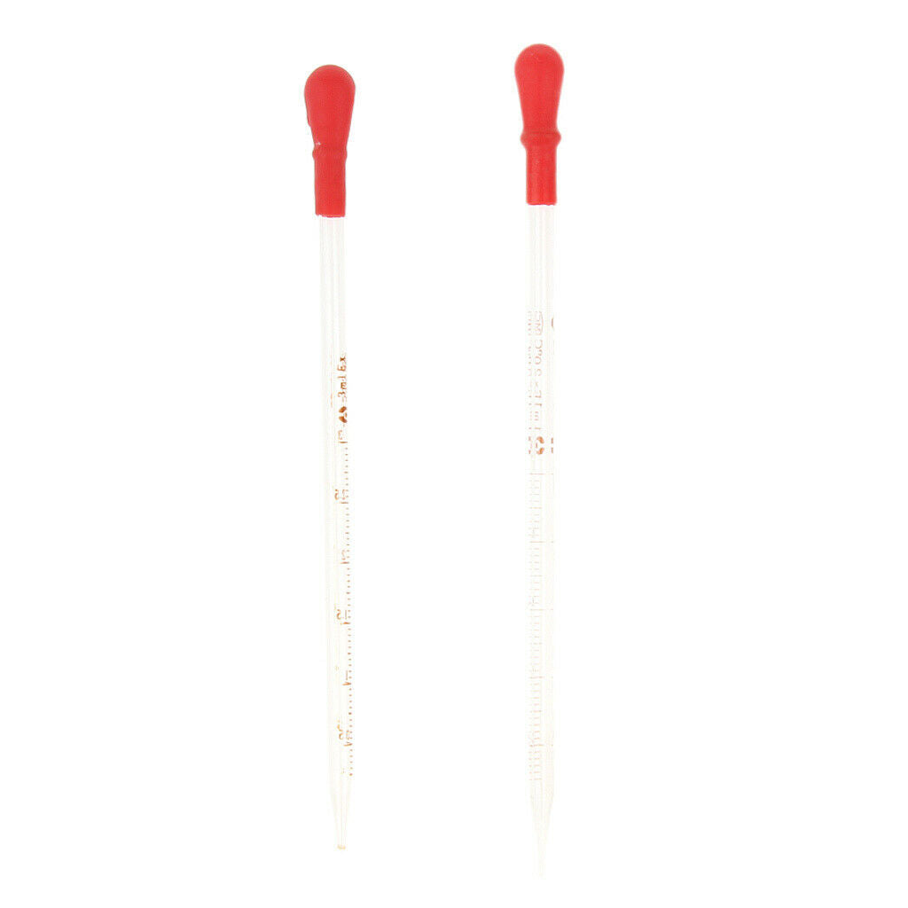 2 Pcs 1ml 3ml Glass Graduated Pipette Droppers Laboratory