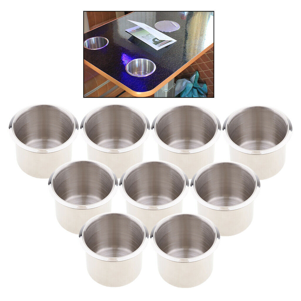 9Pcs Chrome Recessed Cup Drink Holder for Boat RV Car Truck Pontoon 68x55mm