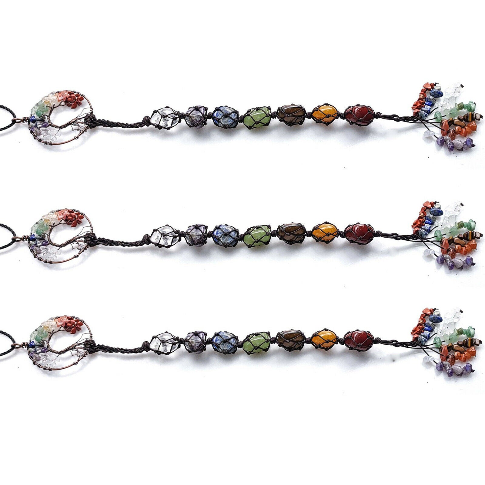 Handmade Crystal Tree of Life Hanging Ornament Wall Hanger Gemstones Tassel