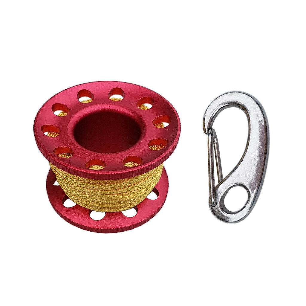 Aluminum Scuba Diving Finger Spool Reel+10m Line+Snap Quick Link Red