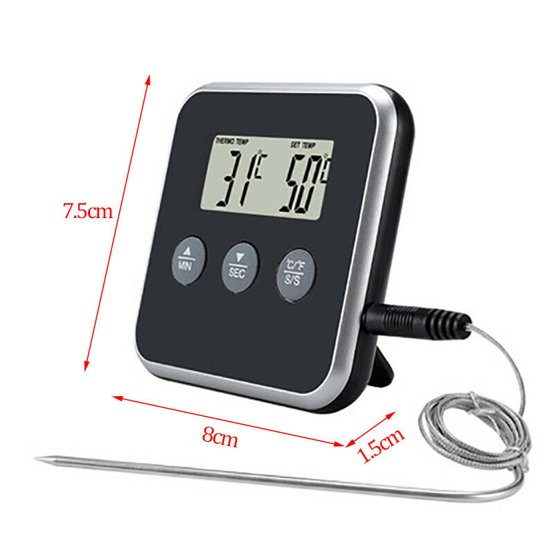 Food Cooking Digital Probe Timer Thermometer Kitchen BBQ  Thermometer ToolBDAU