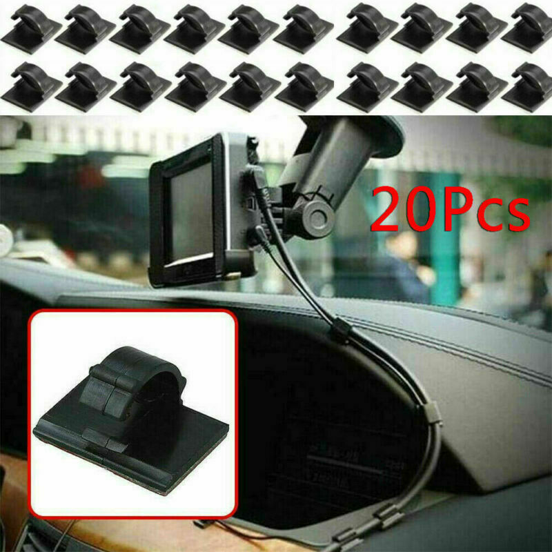 20Pcs Sticky Car Cable Tidy Organizer Clips Clamp Holder Desk Wire Tie Fixer AU