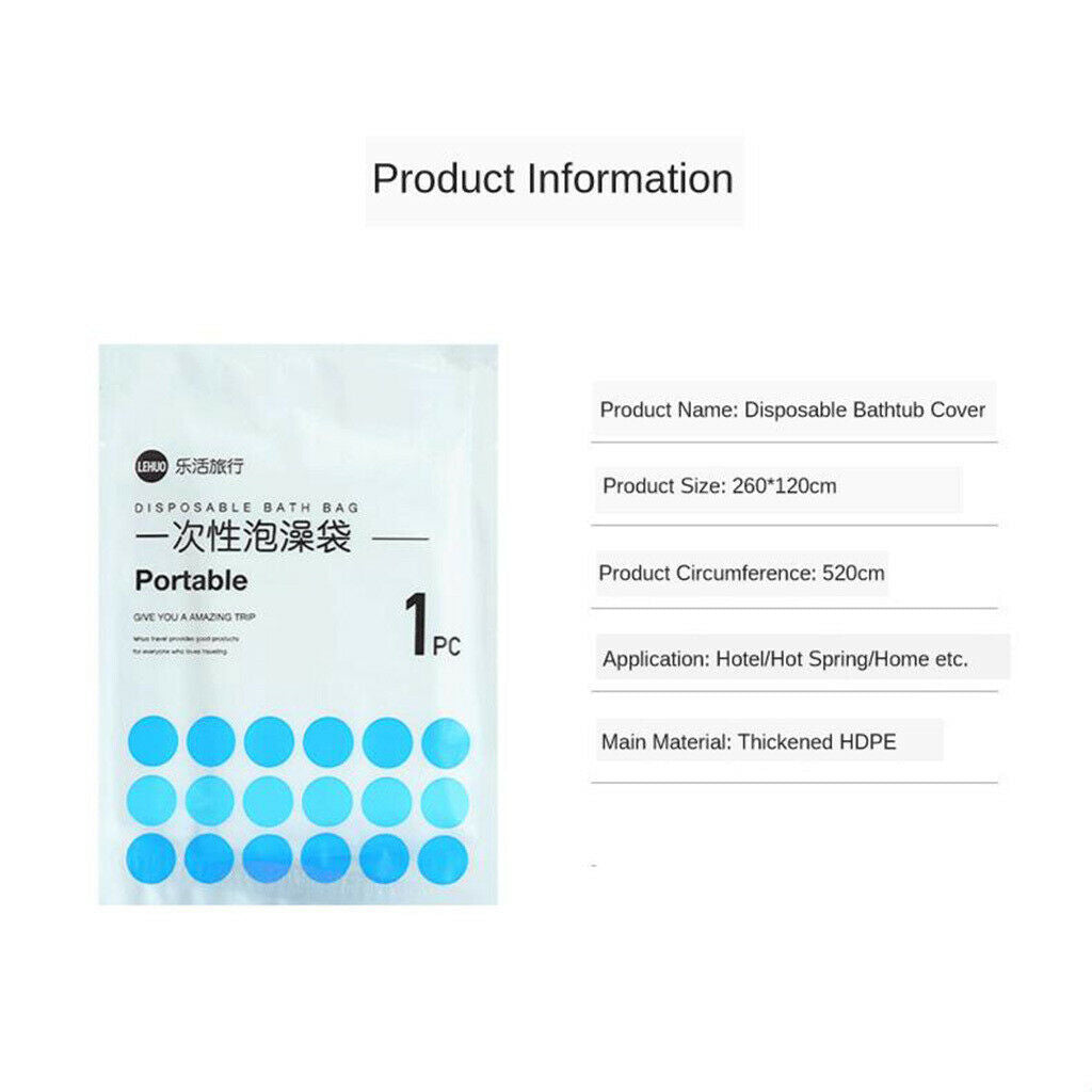 20Pcs Disposable Bathtub Cover Bag Portable Travel Hotel Salon Bath Tub Lining