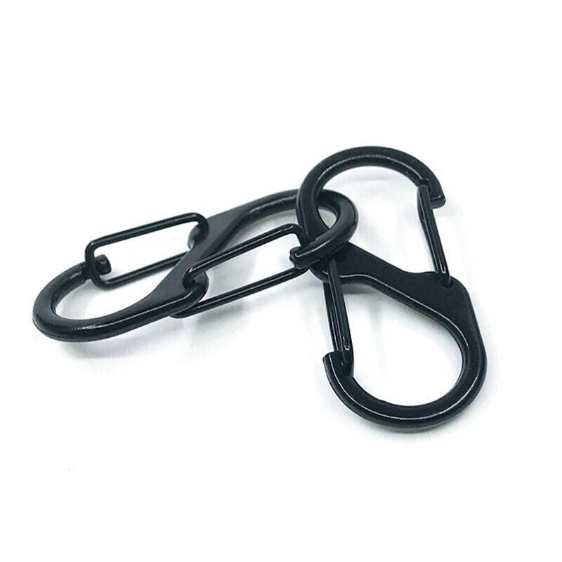 Stainless Steel S Type Carabiner With Lock Mini Keychain Hook Camping Key-L JD