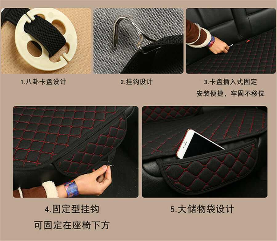 2* Front Seat Cover Breathable Linen Cushion Protector For Auto Car Black + Red