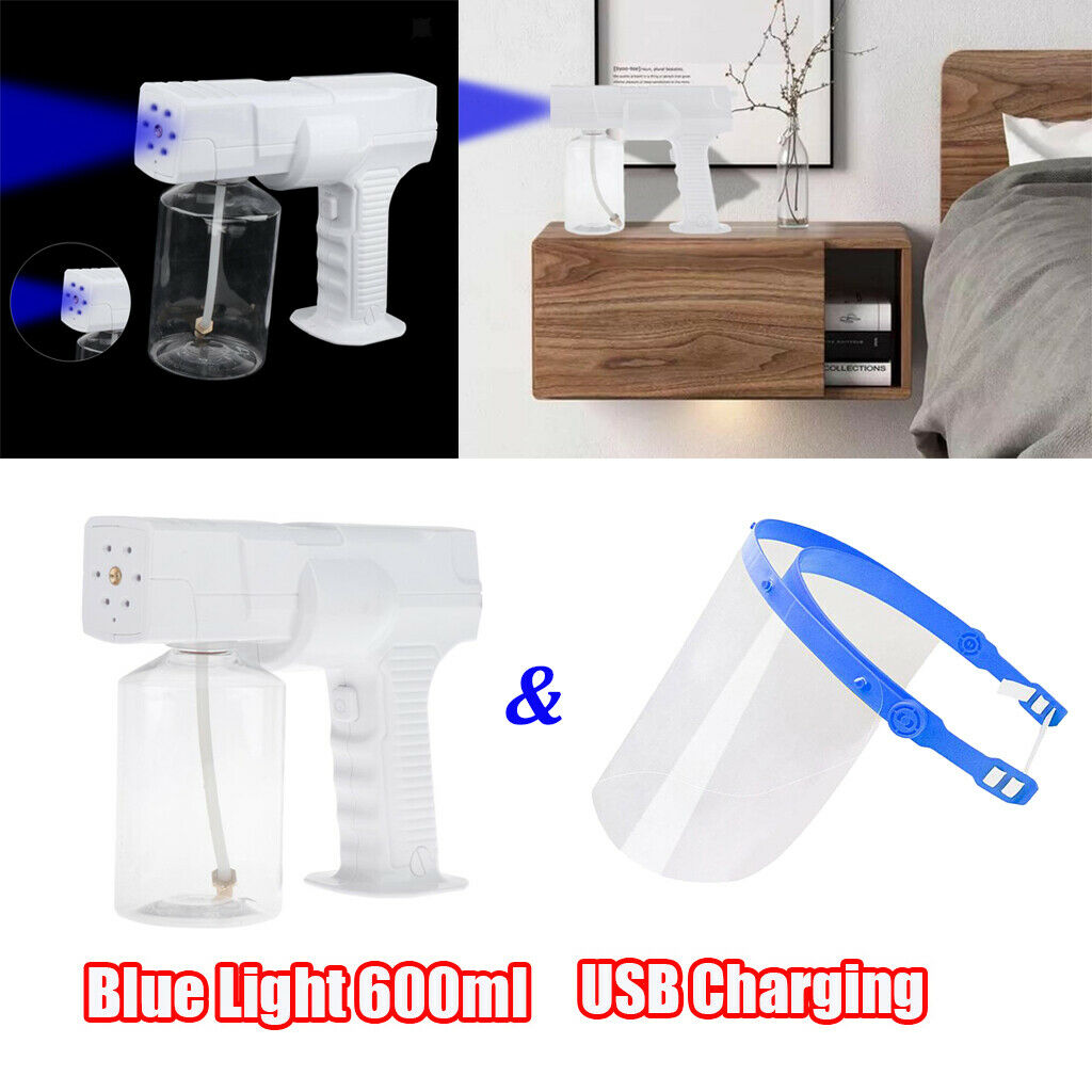 600ml Blue Light Nano Mist Spray Gun Sprayer USB Charging with Face Shield