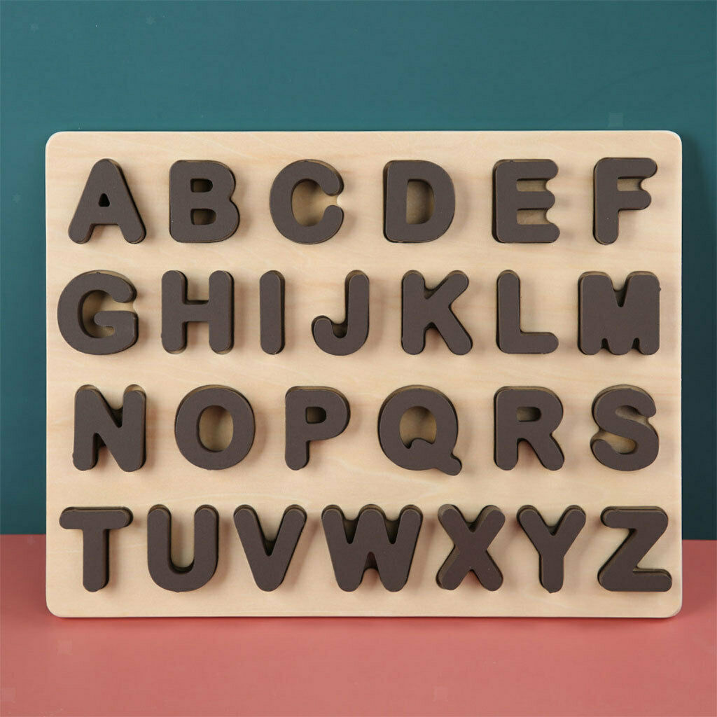 Wood Alphabet Letter Puzzle Board Early Learning Motor Skill Party Toys Gift