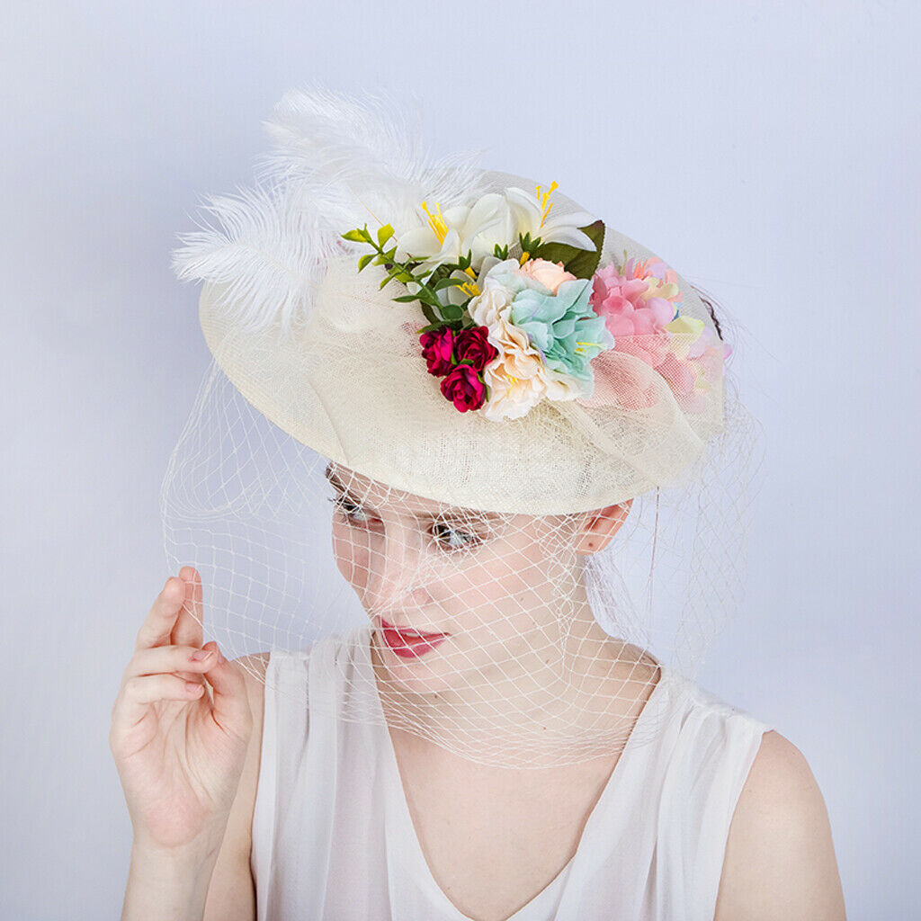 Womens Wedding Bridal 1920s Veil Fascinator Hats Headpieces Hair Clip White
