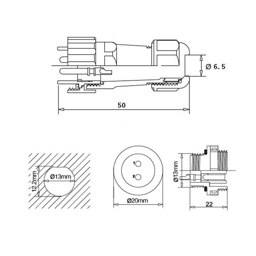 IP68 Waterproof Aviation Circular Air Plug Socket LED Connector 7 Pin