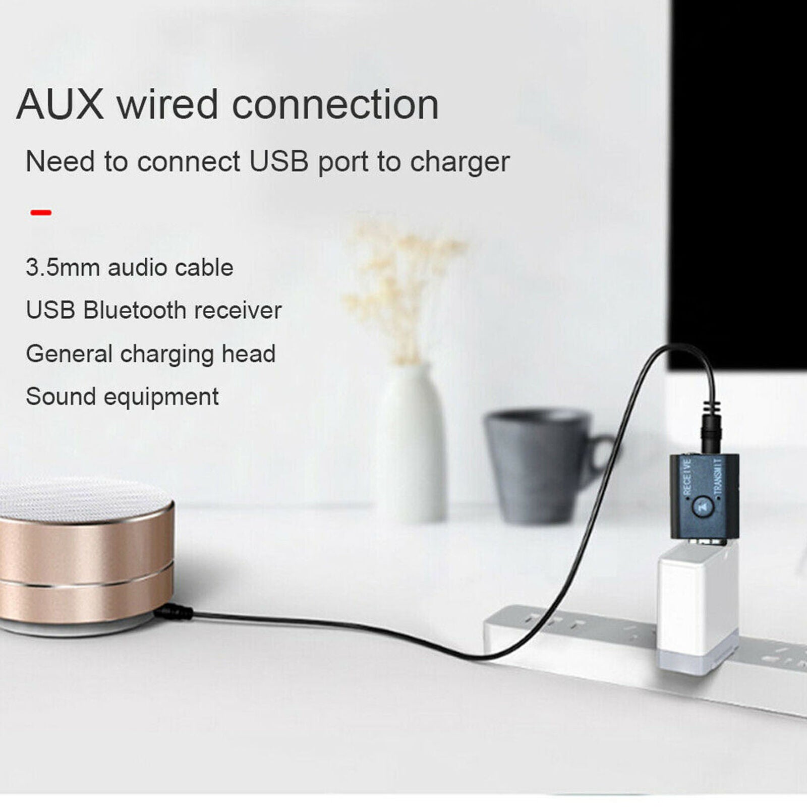 USB Bluetooth 5.0 Wireless Receiver/Transmitter AUX RCA 3.5mm Jack For TV PC Car