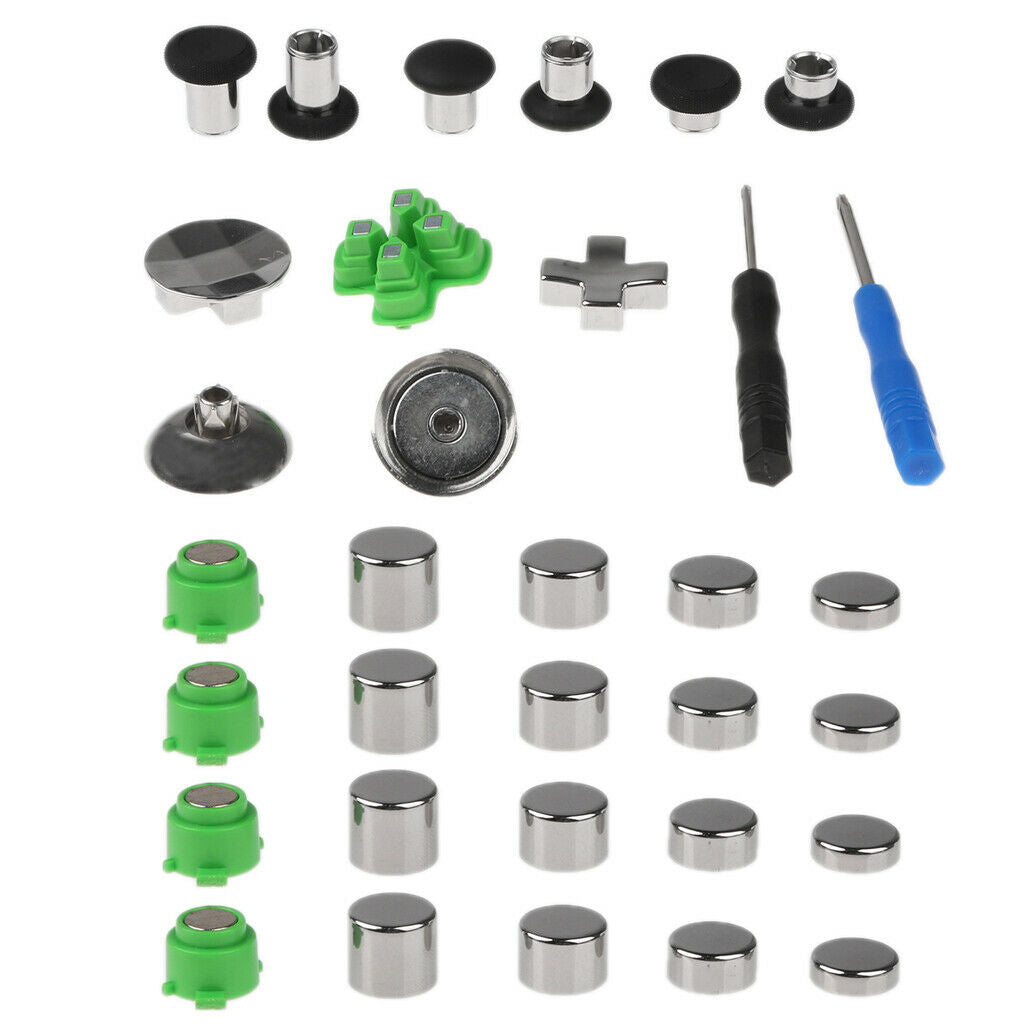 31pcs Thumb Stick Grips For PS4 Series Controller Button+Screwdriver+Bag