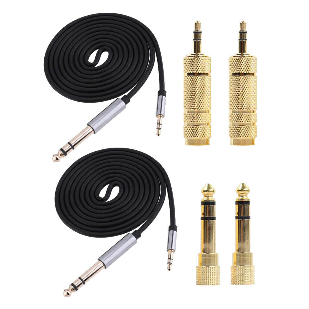 2 pieces 6.35 mm, 1/4 inch, plug to 3.5 mm, 1/8 inch, jack plug, stereo