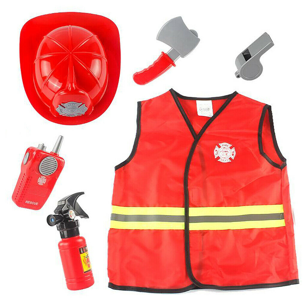 Kids Fireman Costume Set Kids Fire Suits Role Play Firefighter Dress Suits