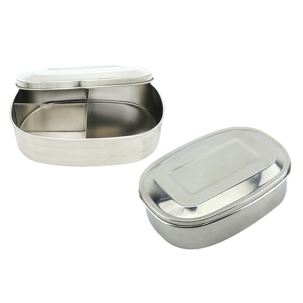 2pcs Stainless Steel Lunch Box Lightweight Food Storage Case for Picnic