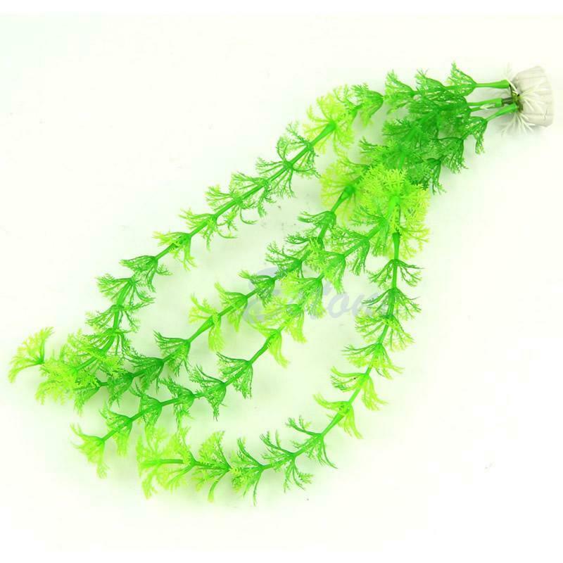 13" Green Artificial Plastic Plant Grass Fish Tank Aquarium Ornament Decoration