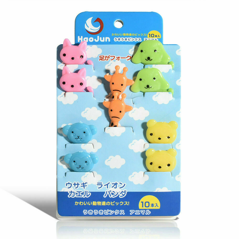 10x Mini Kids' Animal Food Fruit Picks Forks Lunch Box Accessory Decor Tools