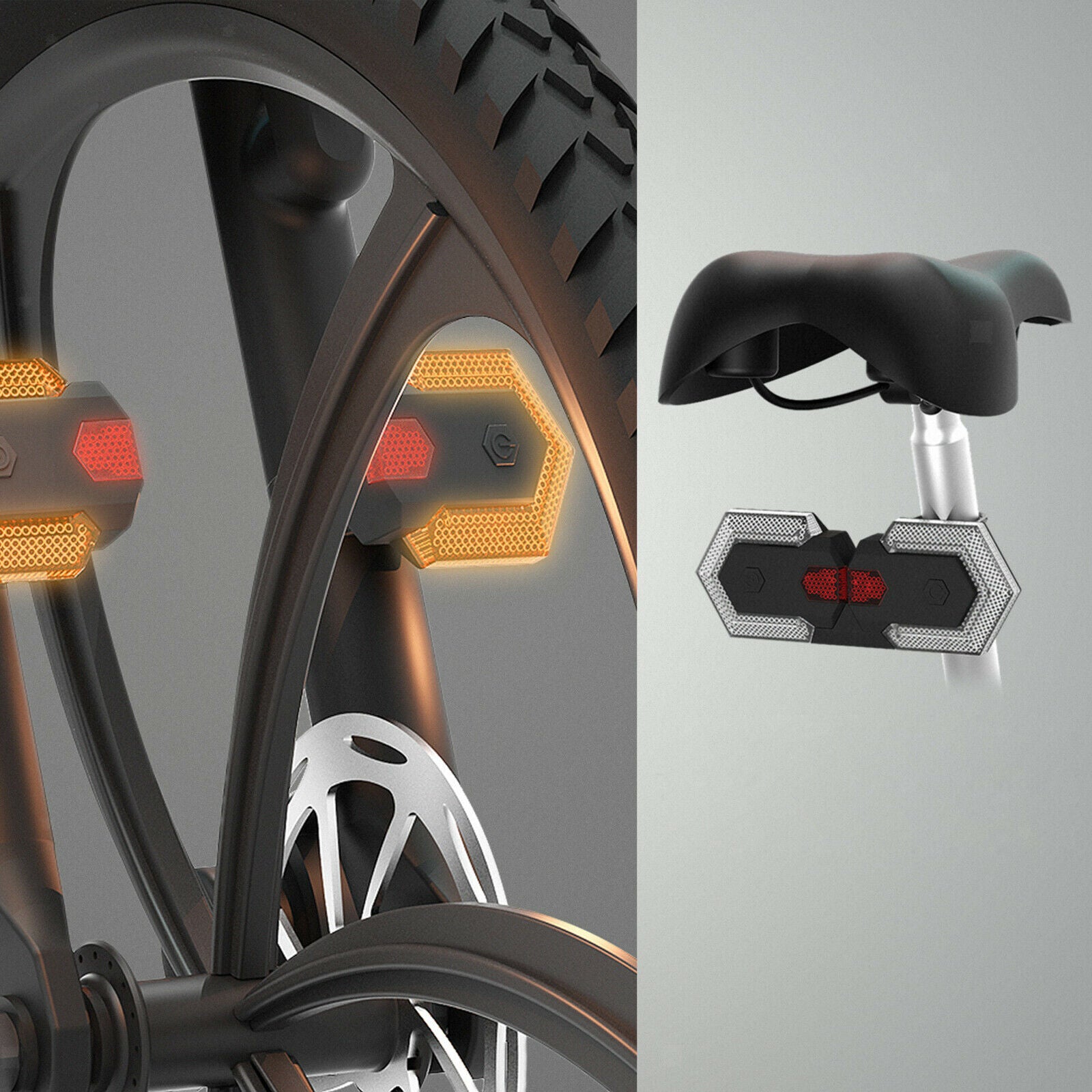2pcs Smart Bike Tail Light Bicycle Turn Signal Waterproof Warning Light