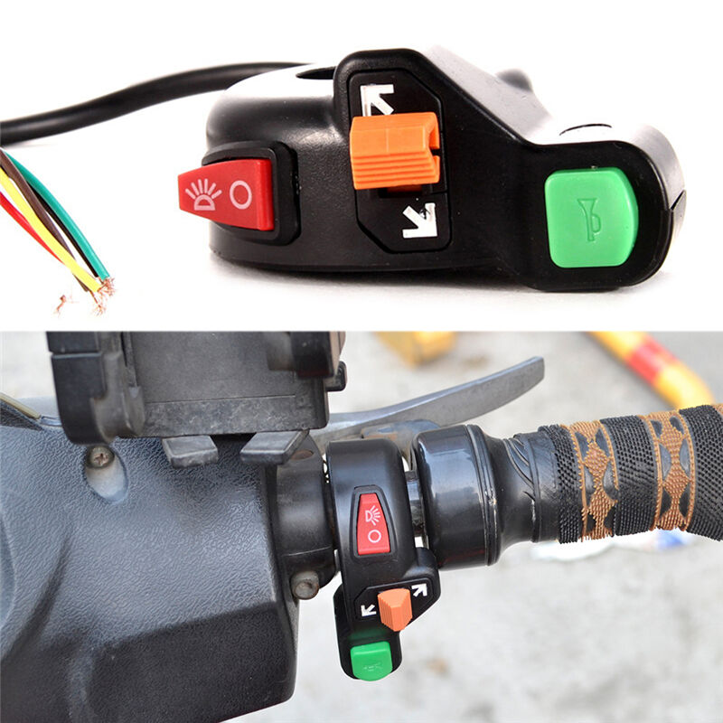 3in1 Motorcycle Bike ATV Universal 7/8" Switch Horn Turn Signals On/Off Li.l8