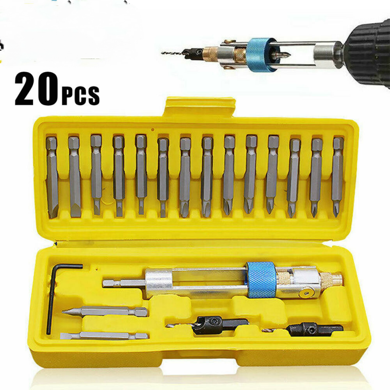 20Pcs High-Speed Steel Drill Bit Set Wind Screwdriver Dual-Use Multifunction