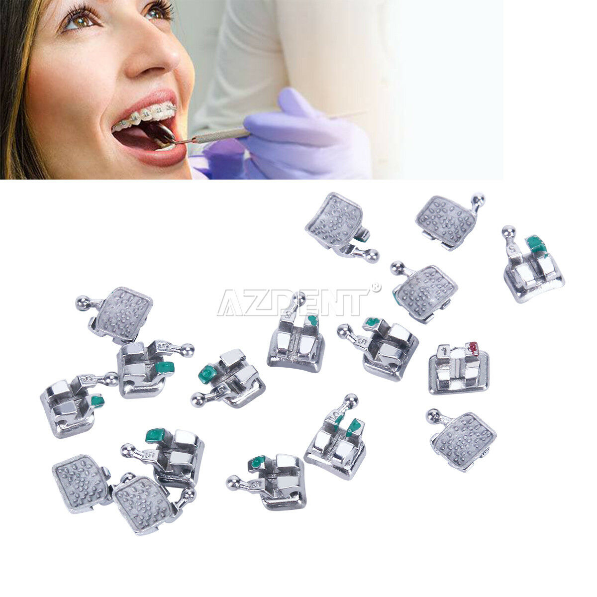 5 X Dental Orthodontics MIM Monoblock Bracket Mini Roth 022 Hooks 345 AZDENT