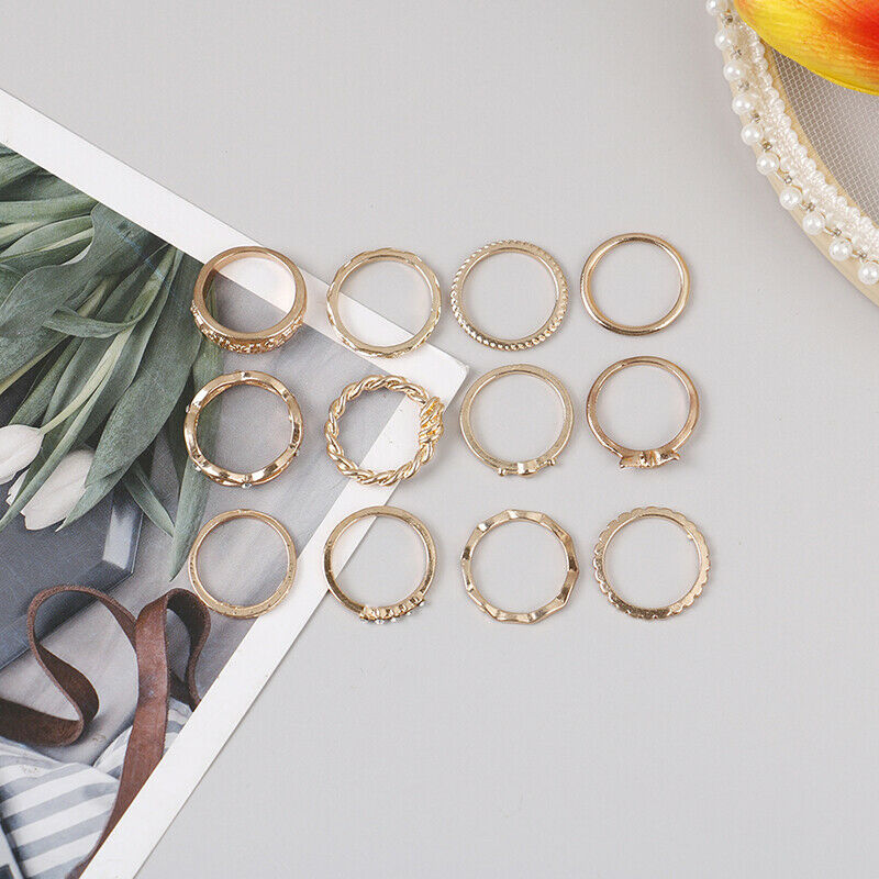 12Pcs/set Women Fashion Personality Punk Gothic Rings Jewelry GiftA KX