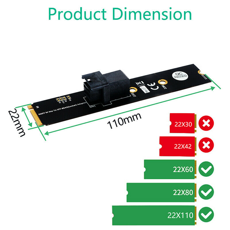 M.2 Module with Mini-SAS HD 36-Pin Connector for U.2 NVMe SSD (Upward miniSAS)