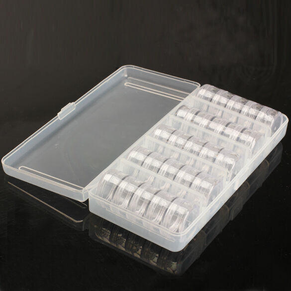 25 Storage Bottles Plastic Empty Box Case Pot For Nail Art Rhinestone Bead Gems