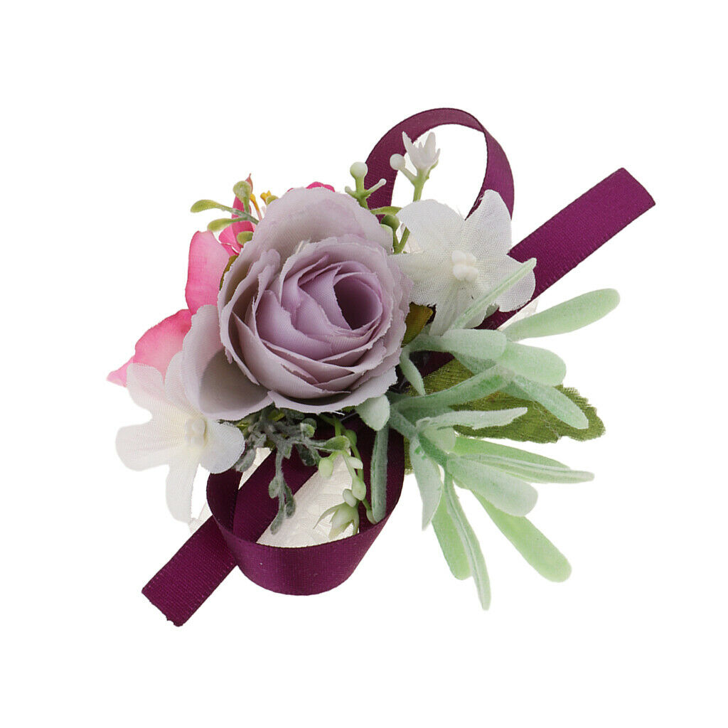 Romantic Wedding Wrist Corsage Bridesmaid Leaves Flower Hand Flower