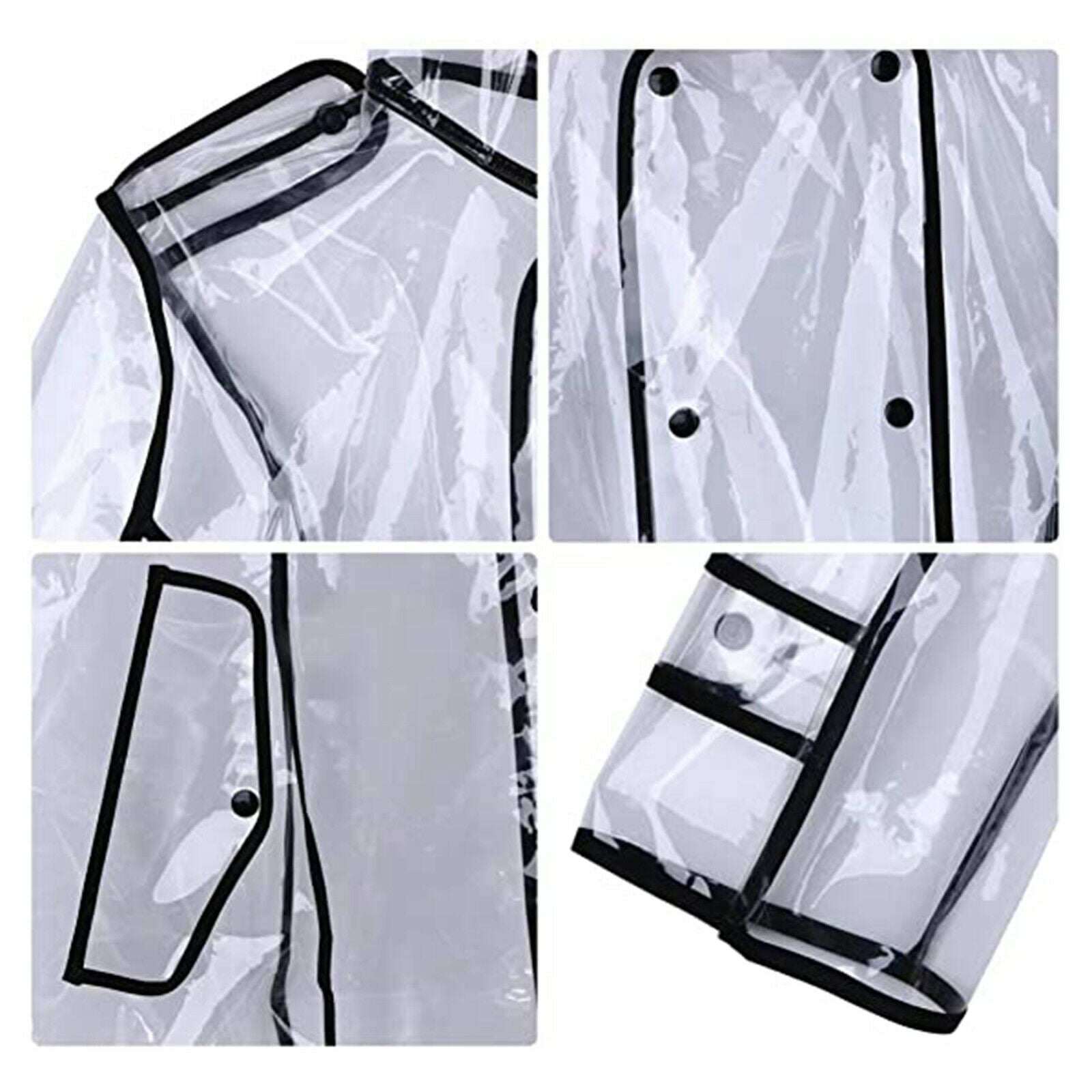 Lightweight Clear Women Raincoat Jacket Rain Poncho Wind Coat with Belts Hood