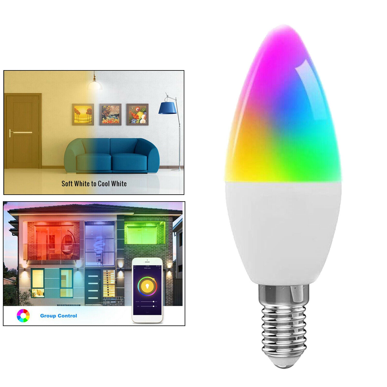 Aluminum Wifi RGBCW Smart Light Bulb 5W 300LM E14  Dimmable Lamp for Alexa