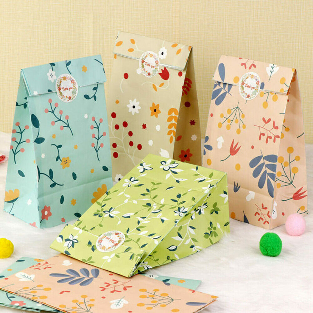 24Pcs Floral Party Favor-Bags Flower Paper Bag Goodie Candy Treat-Bag Gift wq00