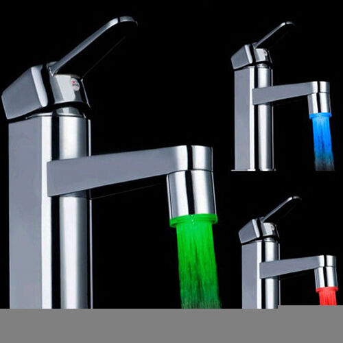 7 Colors Changing Temperature Sensor LED Light Glow Water Faucet Stream Tap New