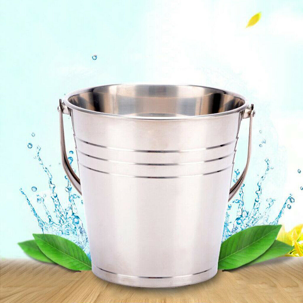 2x Polished Ice Bucket Champagne Cooler Portable Party Cafe Bar Supply 1.5L