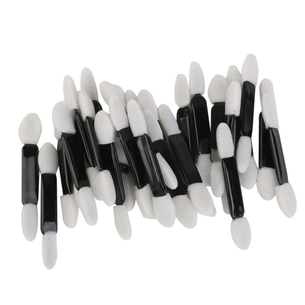 Set of 100 Double Ended Oval Eyeshadow Powder Sponge Brush Applicator 4.8cm