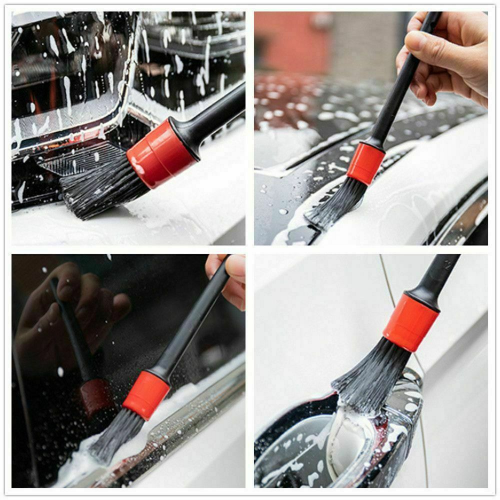 5Pcs/Set Black Car Auto Detailing Brushes Interior & Exterior Cleaning Brush Set