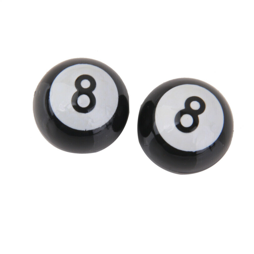 Pack of 2 Black POOL 8 BALL Car Wheel Tire Air Valve Tire Plugs