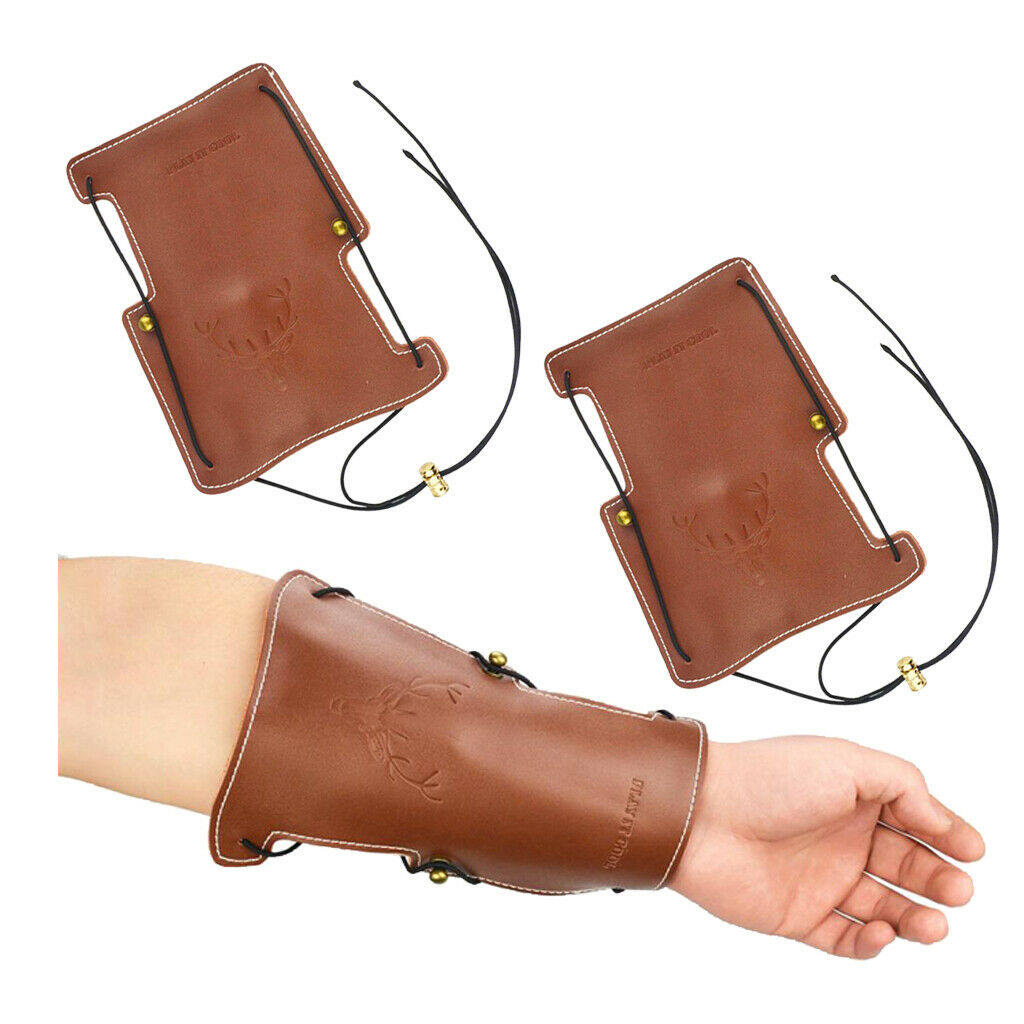 Set of 2 2-Strap Archery Arm Guard Arrow Forearm Guard Protector Accessories