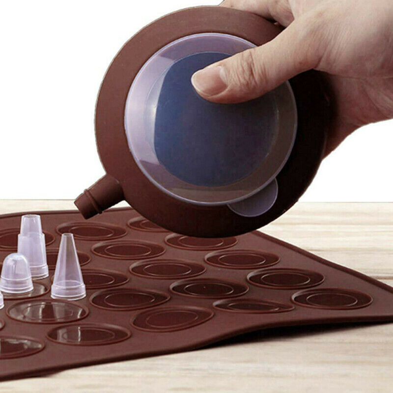 Bakery Silicone Cake Muffin Macaroon Piping icing Baking Tool Pot 4 NozzlesBDDD