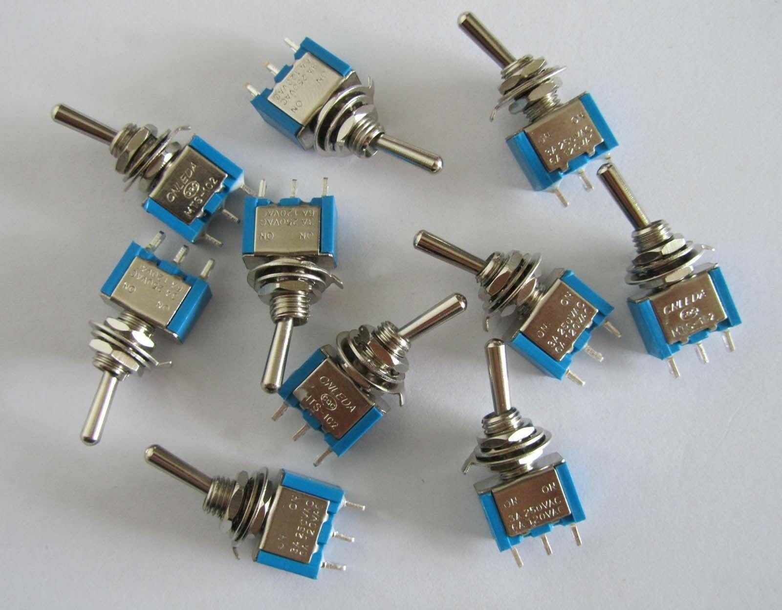 10x SPDT Guitar Mini Toggle Switch 2-Position ON/ON 3 PIN Car/Boat Switches