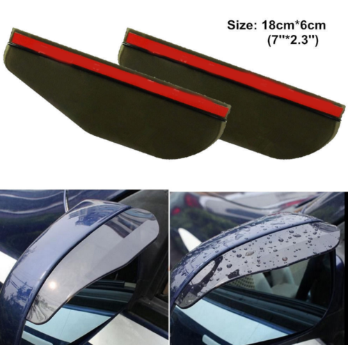2Pcs Side Rear Mirror Visor Car Accessories Rain Snow Guard Black Eyebrow Set ~