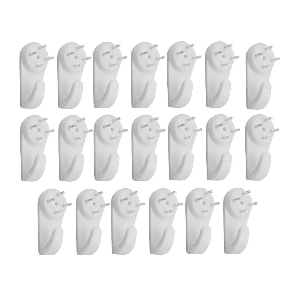20pcs Hard Mural Hooks White Picture Hooks Concrete & Brick 4.1x2cm