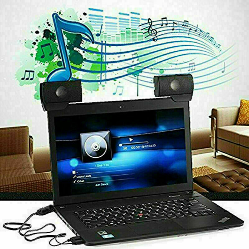 Mini USB Clip-On 2.0 Speakers Stereo For Laptop Notebook Computer PC Portable