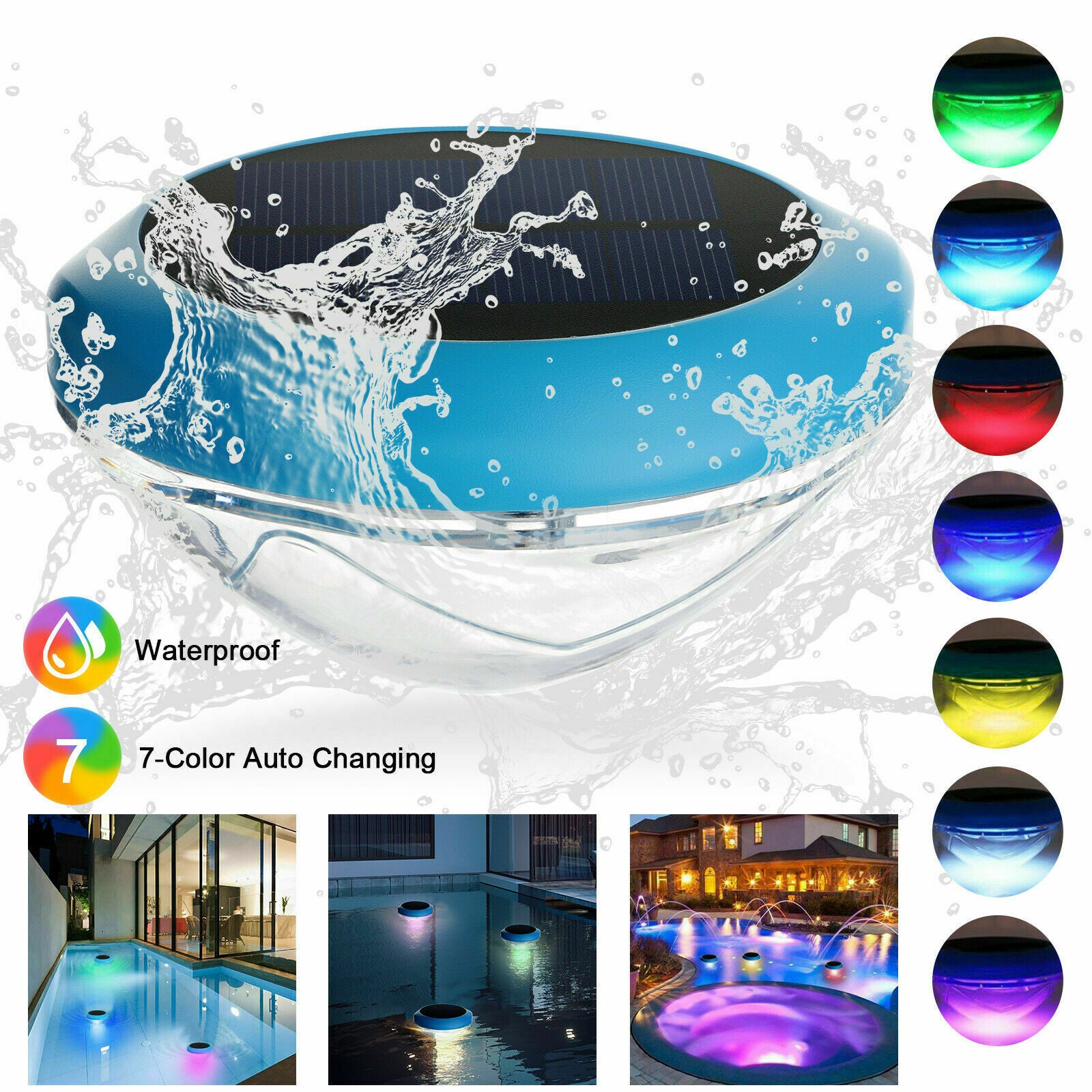 Solar LED RGB Lamp Garden Outdoor Pond Swimming Pool Floating Waterproof Light